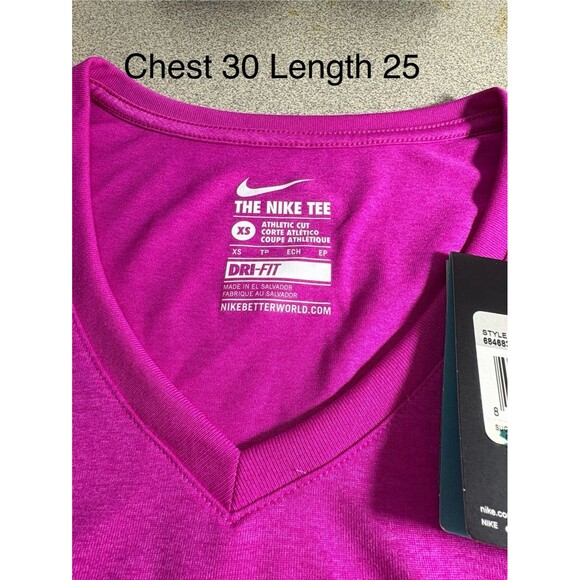 The Nike Tee Dri-Fit Athletic Cut Women's NWT XSmall Raspberry Color - Picture 2 of 8